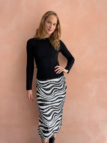 Sara pencil skirt zebra sequin line