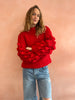 Zarena bubble knit sweater red