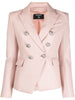 BALMAIN Wool Double Breasted Blazer-Pink