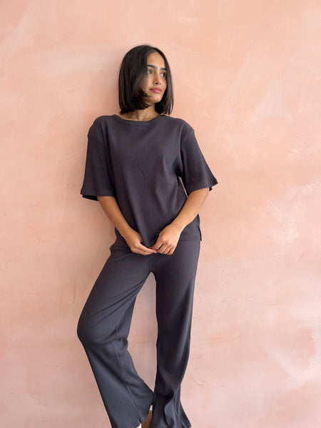 Nude Lounge Ribbed Pant - Coal