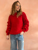 Zarena bubble knit sweater red