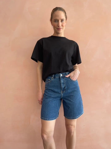 Organic Longline Denim Short - Vintage Blue