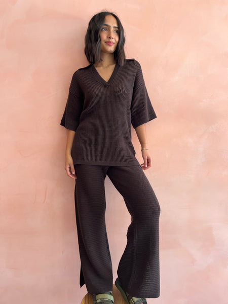 Willow crochet pant espresso