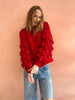 Zarena bubble knit sweater red