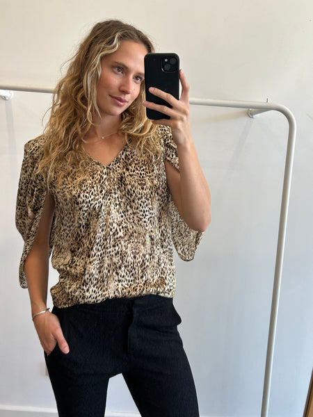 Tim O’Connor Leopard V Neck Blouse